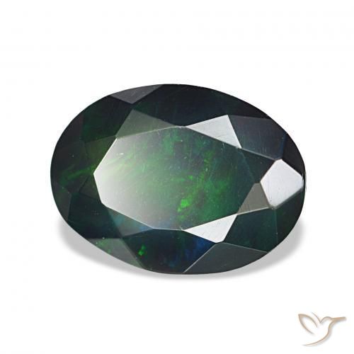 Opale noire Multicolore naturelle ovale, 1.36 ct, Opaque