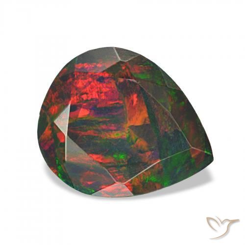 Opale noire Multicolore naturelle En forme de poire, 1.07 ct, Opaque