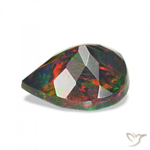Opale noire Multicolore naturelle En forme de poire, 1.07 ct, Opaque