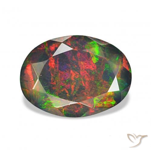 Opale noire Multicolore naturelle ovale, 1.27 ct, Opaque