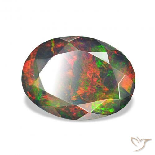 Opale noire Multicolore naturelle ovale, 1.27 ct, Opaque