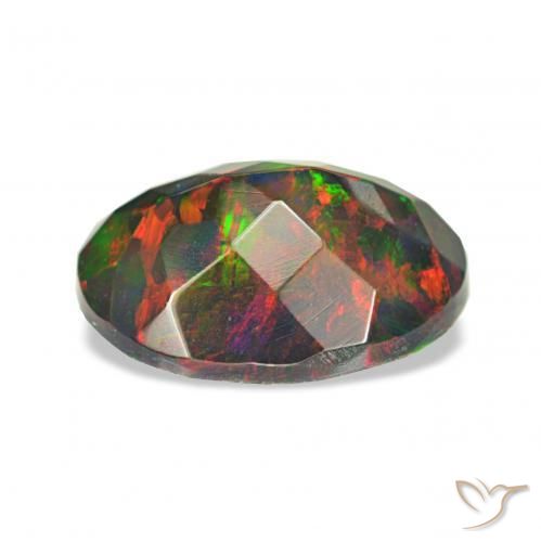 Opale noire Multicolore naturelle ovale, 1.27 ct, Opaque