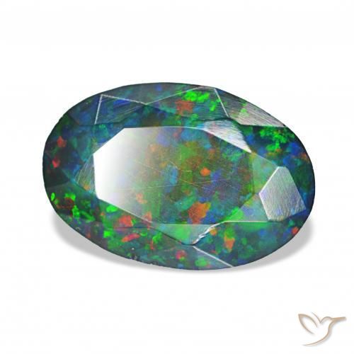 Opale noire Multicolore naturelle ovale, 1.92 ct, Opaque