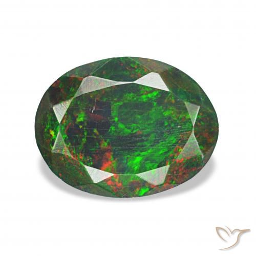 Opale noire Multicolore naturelle ovale, 0.83 ct, Opaque