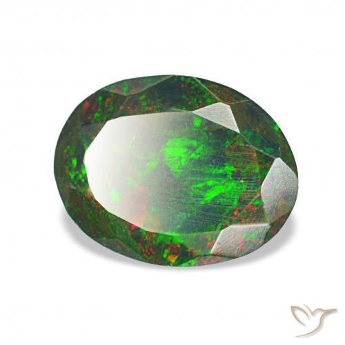 Opale noire Multicolore naturelle ovale, 0.83 ct, Opaque