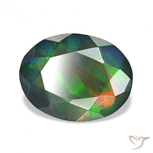 Opale noire Multicolore naturelle ovale, 1.60 ct, Opaque