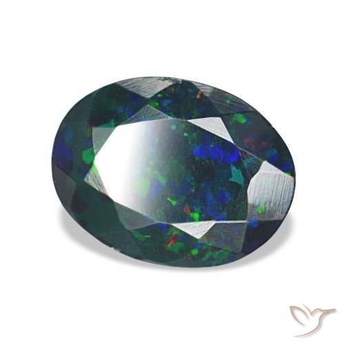 Opale noire Multicolore naturelle ovale, 1.16 ct, Opaque
