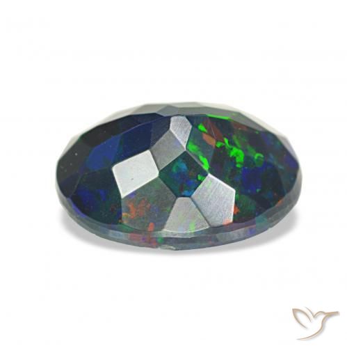 Opale noire Multicolore naturelle ovale, 1.16 ct, Opaque
