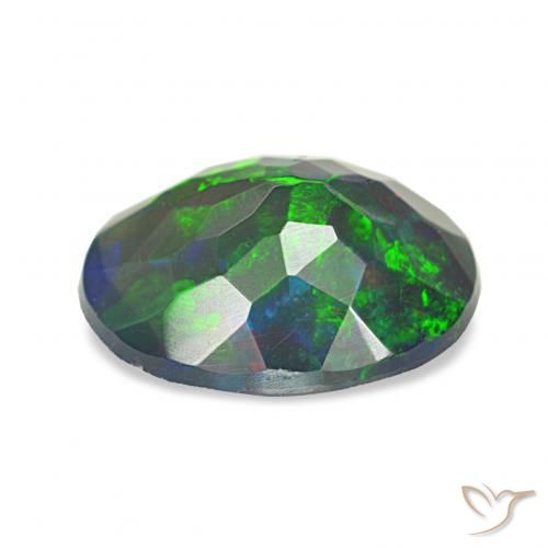Opale noire Multicolore naturelle ovale, 1.27 ct, Opaque
