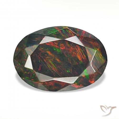Opale noire Multicolore naturelle ovale, 1.40 ct, Opaque