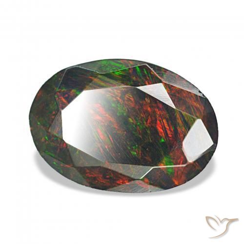 Opale noire Multicolore naturelle ovale, 1.40 ct, Opaque