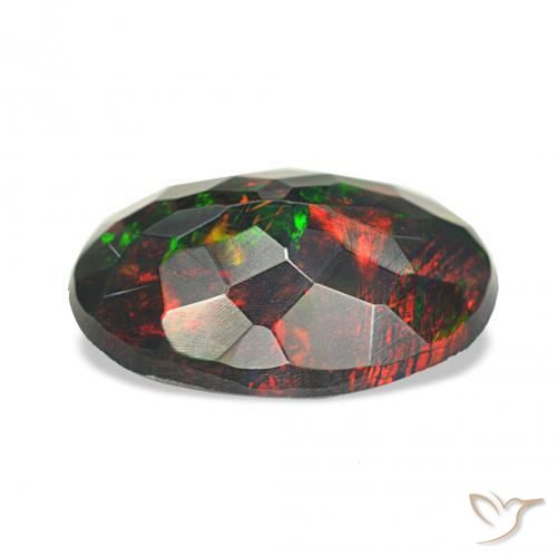 Opale noire Multicolore naturelle ovale, 1.40 ct, Opaque