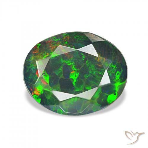 Opale noire Multicolore naturelle ovale, 1.19 ct, Opaque