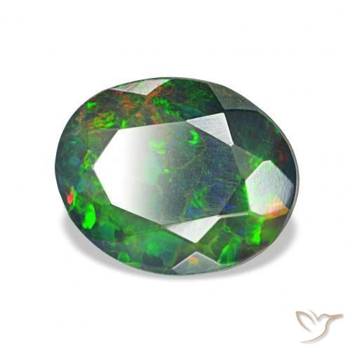 Opale noire Multicolore naturelle ovale, 1.19 ct, Opaque