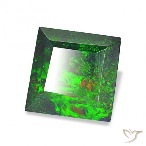 Opale noire Multicolore naturelle Carré, 1.00 ct, Opaque