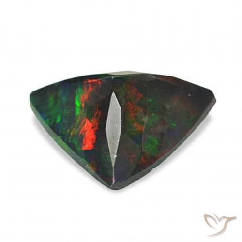 Opale noire Multicolore naturelle Trillion, 1.30 ct, Opaque