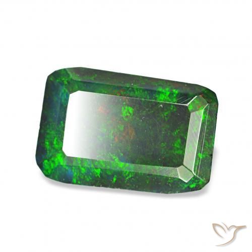 Opale noire Multicolore naturelle Octogone / coupe Émeraude, 0.89 ct, Opaque
