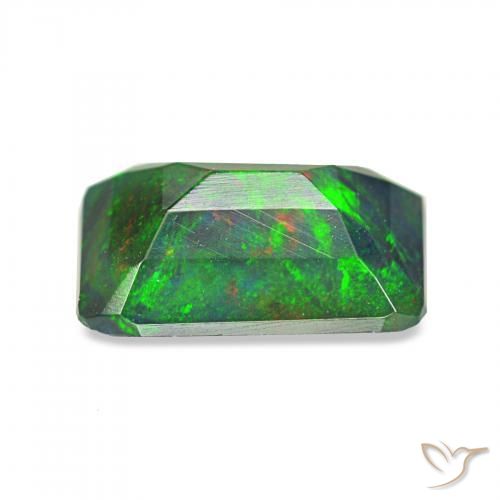 Opale noire Multicolore naturelle Octogone / coupe Émeraude, 0.89 ct, Opaque