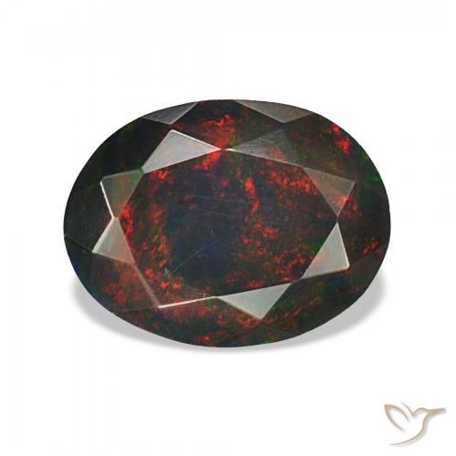 Opale noire Multicolore naturelle ovale, 1.28 ct, Opaque