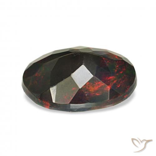 Opale noire Multicolore naturelle ovale, 1.28 ct, Opaque