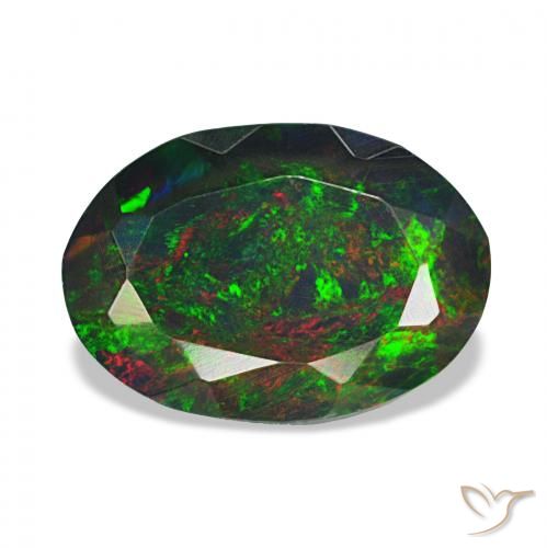 Opale noire Multicolore naturelle ovale, 1.45 ct, Opaque