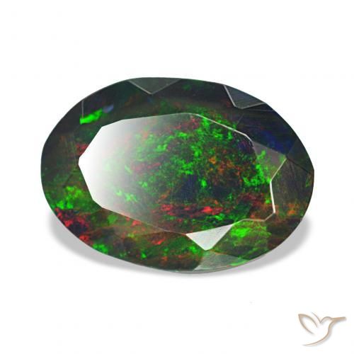 Opale noire Multicolore naturelle ovale, 1.45 ct, Opaque