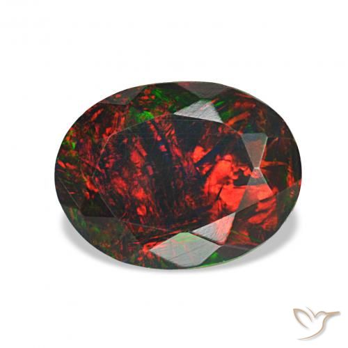 Opale noire Multicolore naturelle ovale, 1.34 ct, Opaque