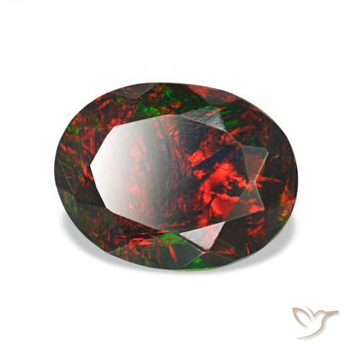Opale noire Multicolore naturelle ovale, 1.34 ct, Opaque