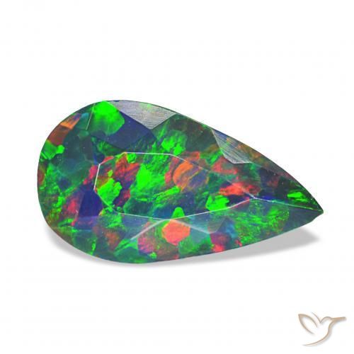 Opale noire Multicolore naturelle En forme de poire, 1.24 ct, Opaque
