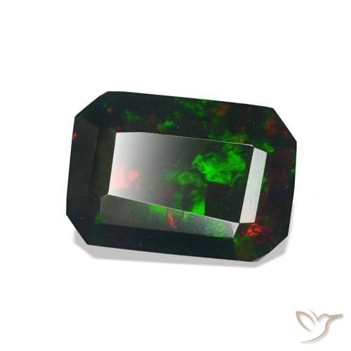 Opale noire Multicolore naturelle Octogone / coupe Émeraude, 0.99 ct, Opaque