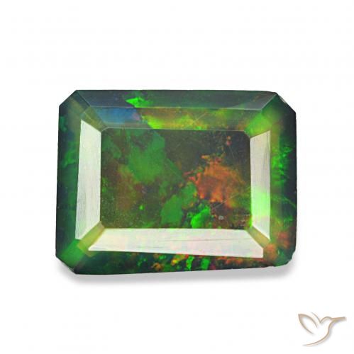 Opale noire Multicolore naturelle Octogone / coupe Émeraude, 0.77 ct, Opaque