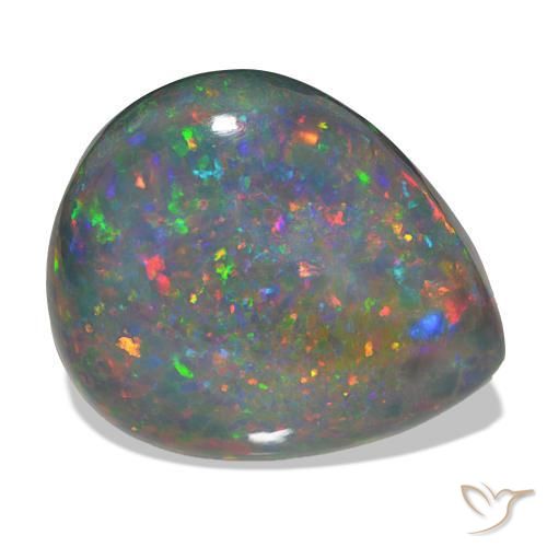 Opale noire Multicolore naturelle En forme de poire, 47.99 ct, Opaque