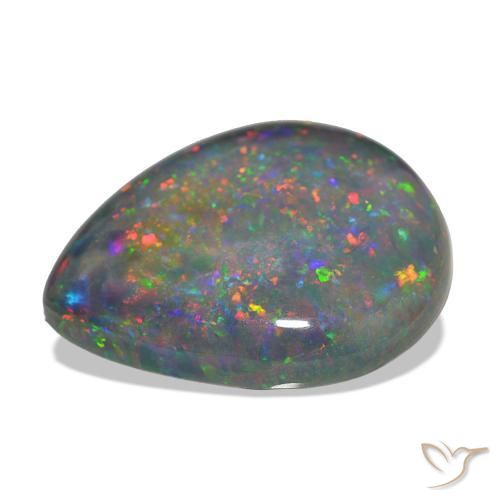 Opale noire Multicolore naturelle En forme de poire, 47.99 ct, Opaque