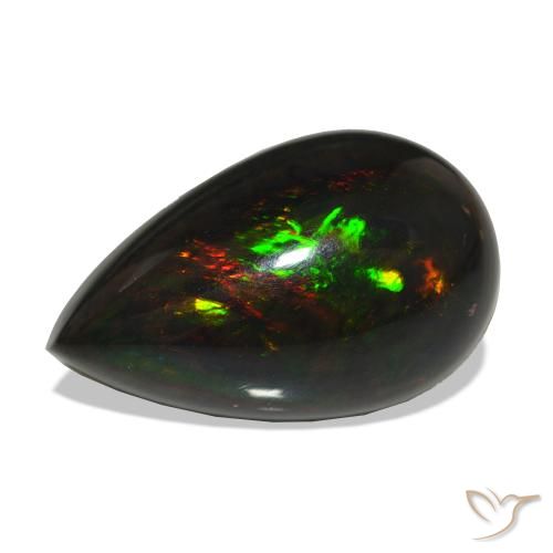 Opale noire Multicolore naturelle En forme de poire, 12.50 ct, Opaque
