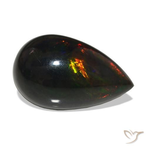 Opale noire Multicolore naturelle En forme de poire, 12.50 ct, Opaque