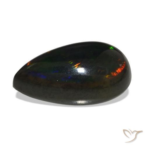 Opale noire Multicolore naturelle En forme de poire, 12.50 ct, Opaque