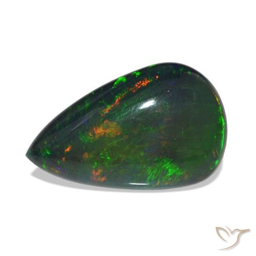 11.20ct Multicolore Opale noire, En forme de poire, Opaque