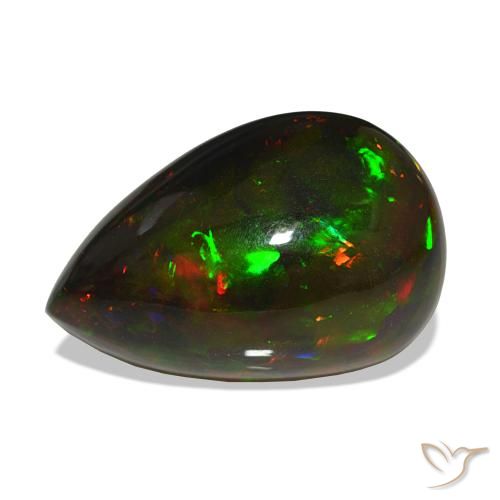 Opale noire Multicolore naturelle En forme de poire, 11.76 ct, Opaque