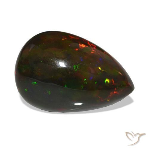 Opale noire Multicolore naturelle En forme de poire, 11.76 ct, Opaque
