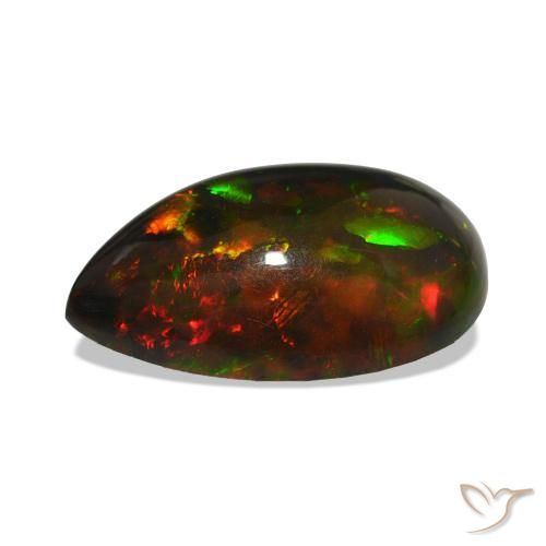 Opale noire Multicolore naturelle En forme de poire, 11.76 ct, Opaque