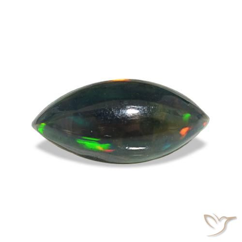 Opale noire multicolore naturelle marquise, 0,64 ct, translucide
