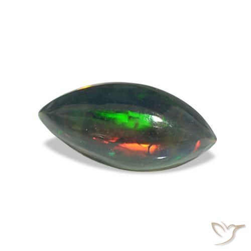 Opale noire multicolore naturelle marquise, 0,64 ct, translucide