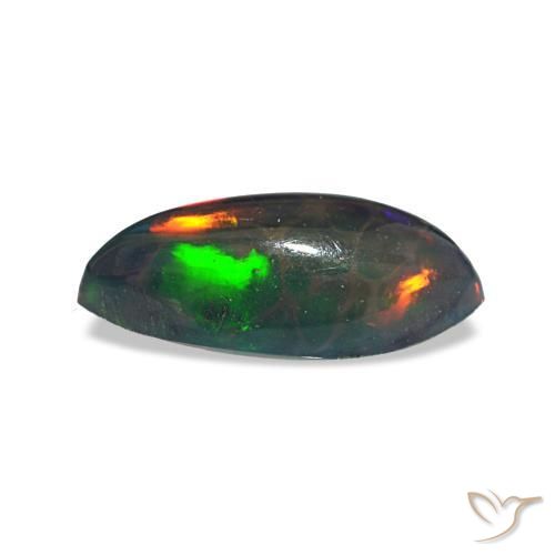 Opale noire multicolore naturelle marquise, 0,64 ct, translucide