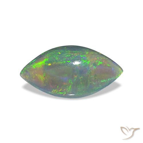 Opale noire multicolore naturelle marquise, 0,56 ct, translucide
