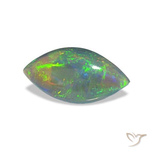 Opale noire multicolore naturelle marquise, 0,56 ct, translucide