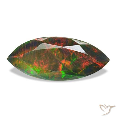 Opale noire multicolore naturelle marquise, 1,58 ct, translucide