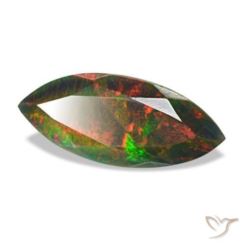 Opale noire multicolore naturelle marquise, 1,58 ct, translucide