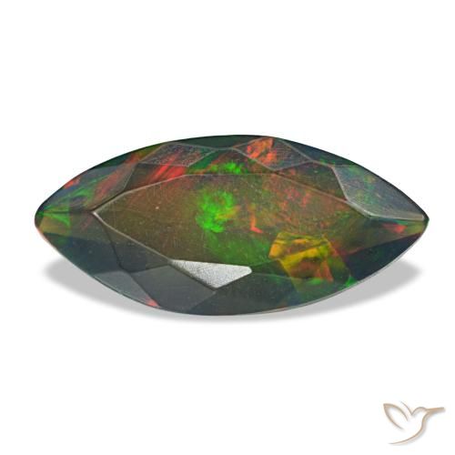 Opale noire multicolore naturelle marquise, 1,00 ct, translucide