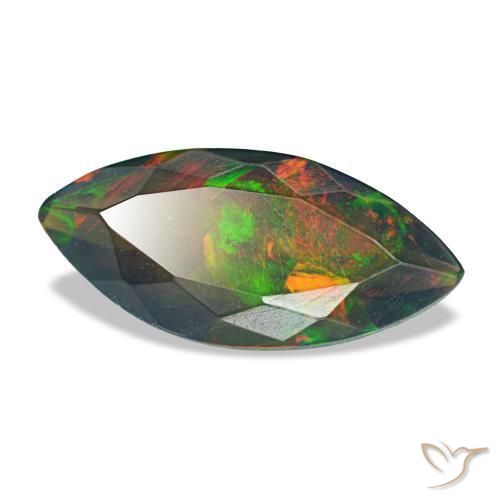 Opale noire multicolore naturelle marquise, 1,00 ct, translucide