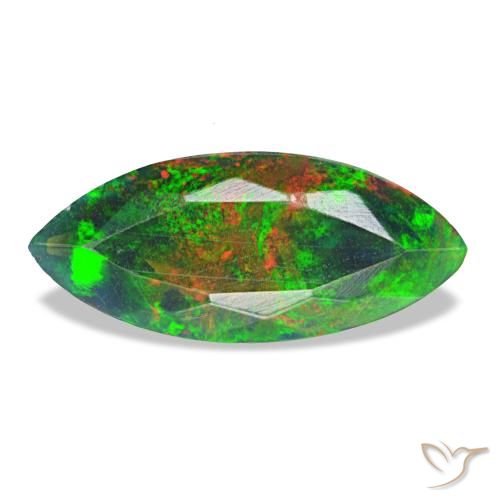 Opale noire multicolore naturelle marquise, 1,44 ct, opaque